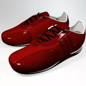 Red Leather Sneakers 3d model