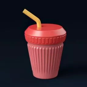 Red Straw Tumbler 3d model