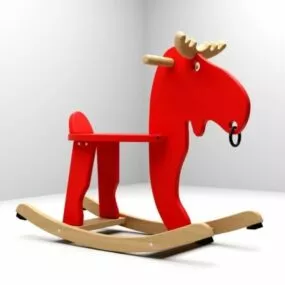 Red Wood Rocking Horse 3d model