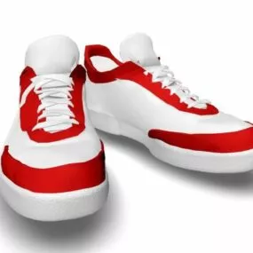 Red White Sneakers 3d model