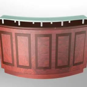 Retro Reception Desk Curved Shape 3d model