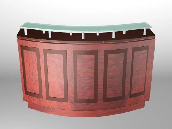 Retro Reception Desk Curved Shape 3d model Retro Reception Desk Curved Shape 3d model