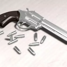 Revolver Gun With Bullets 3d model