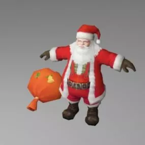 Santa Claus With Gift Bag 3d model