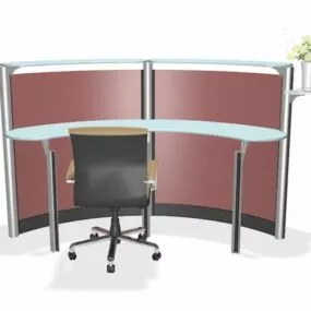 Simple Curved Reception Desk 3d model