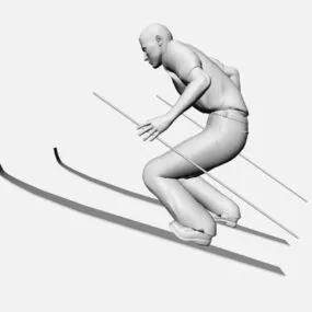 Skiing Man Character 3d model