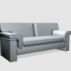 Sky Blue Leather Loveseat Sofa 3d model