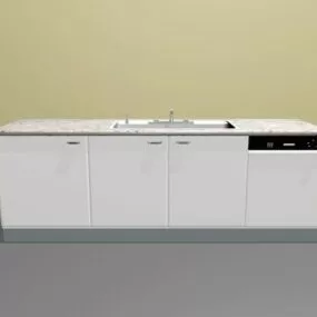 Small Size Apartment Kitchen Units 3d model