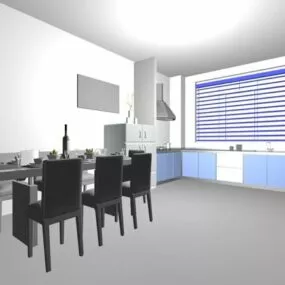 Small Apartment Kitchen With Furniture 3d model