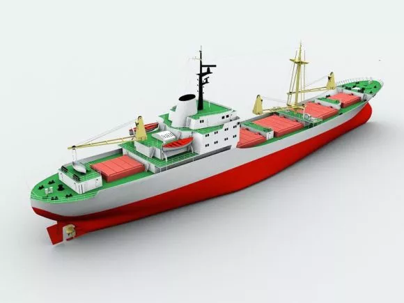 Sea Landscape With Human And Boat 3d model