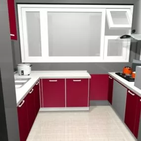 Small Red Kitchen Cabinet Ideas 3d model