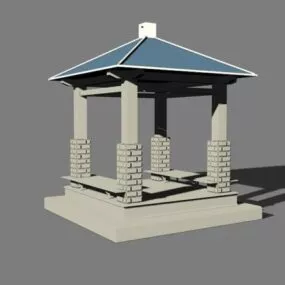 Square Stone Gazebo 3d model
