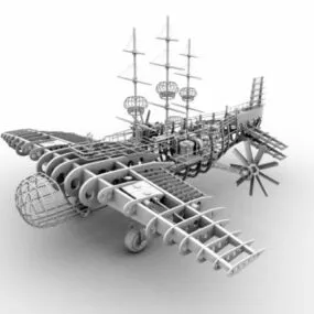 Steampunk Scifi Airplane 3d model