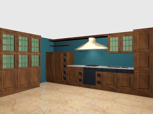Kitchen Inox Shelf With Dishes 3d model