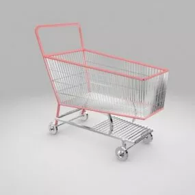 Supermarket Shopping Cart With Wheels 3d model
