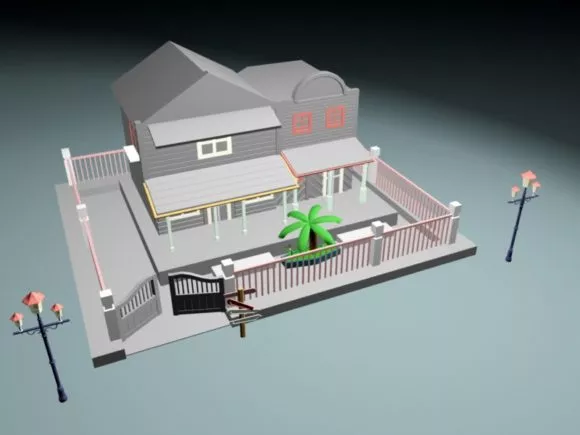 City Building Gate Component 3d model