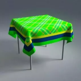Square Table With Tablecloth 3d model