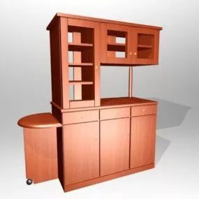 Tall Wooden Kitchen Cupboard 3d model