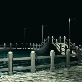 Small Bridge On Water Scene 3d model