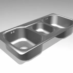 Three Bowl Kitchen Sink 3d model