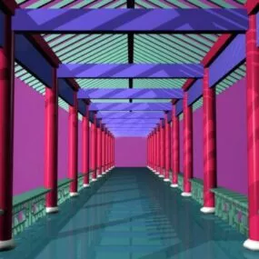 Traditional Architecture Chinese Corridor 3d model
