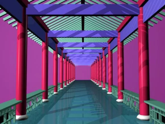 Traditional Architecture Chinese Corridor 3d model Traditional Architecture Chinese Corridor 3d model