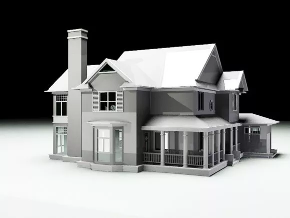 Wooden House Western Architecture 3d model