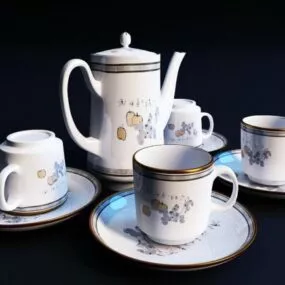 Vintage Luxury China Tea Set 3d model
