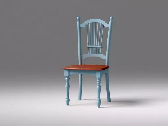 Vintage Blue Wood Dining Chair 3d model Vintage Blue Wood Dining Chair 3d model