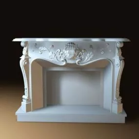 Elegant Classic Marble Fireplace 3d model