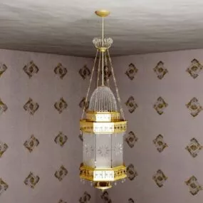 Classic Glass Lantern Chandelier 3d model