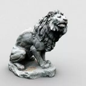 Stone Carved Lion Sculpture 3d model