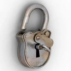 Rustic Padlock And Key 3d model