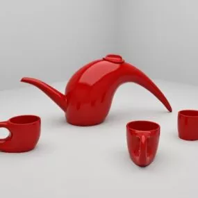Red Porcelain Coffee Tea Cup 3d model
