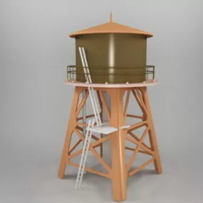 Vintage Wood Water Tower 3d model