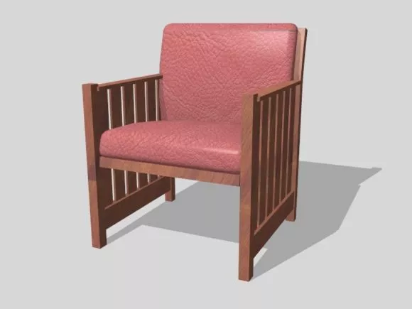 Vintage Wood Leather Club Chair 3d model Vintage Wood Leather Club Chair 3d model