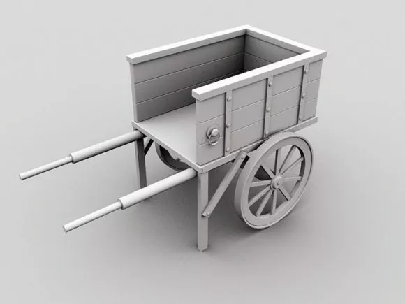 Simple Cart With Bicycle Wheels 3d model