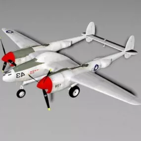 P38 Lightning Vintage Aircraft V1 3d model