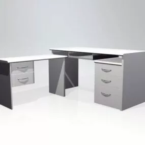 Modern White Computer Desk L Shape 3d model