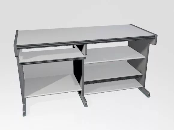 Computer Desk With Keyboard Tray And Shelf 3d model Computer Desk With Keyboard Tray And Shelf 3d model