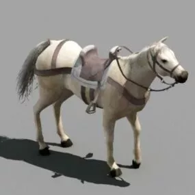 White Horse With Saddle 3d model