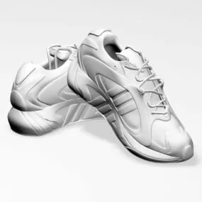 White Sport Sneakers 3d model