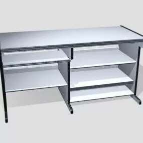 White Office Desk Mdf 3d model