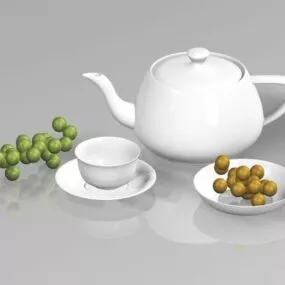 Asian Porcelain Teapot Set 3d model