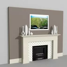 Elegant Modern Fireplace 3d model
