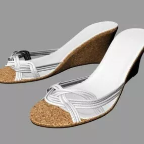 White Wedge Sandals 3d model