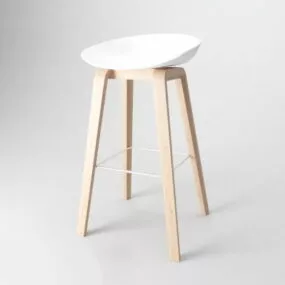 Wood Bar Stool White Wood 3d model