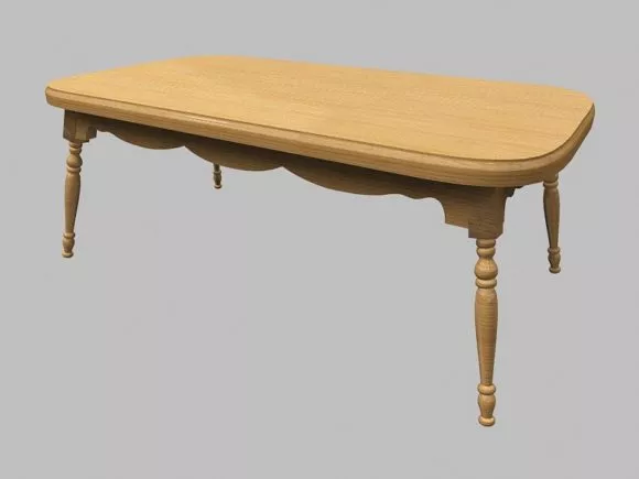 Minimalist Wood Table With Shelf 3d model