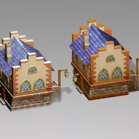 Cartoon House Winter Building 3d model