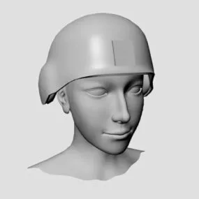 Woman Head With Helmet 3d model